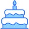 cake blue outline icon, isolated vector