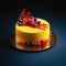 Cake with Candle. Yellow Velvet Mousse Cake with Decoration.