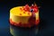 Cake with Candle. Yellow Velvet Mousse Cake with Decoration.