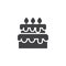 Cake with candles vector icon