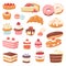 Cake chocolate confectionery cupcake and sweet confection dessert with caked candies illustration confected donut with