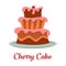 Cake with cream food, bakery or dessert logo.