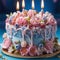 Cake Decorated Nicely On table With Candles AI Generated