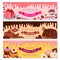 Cake dessert and ice cream banner set design