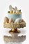 Cake in the form of a bird\\\'s nest with eggs. Easter dessert