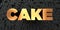 Cake - Gold text on black background - 3D rendered royalty free stock picture