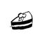 Cake icon. Piece of cheesecake. Grunge vector illustration.