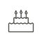 Cake icon vector. Line birthday cake symbol.