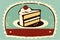 Cake logo, kitschy vintage retro simple style, with copy space