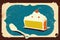 Cake logo, kitschy vintage retro simple style, with copy space