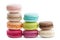 Cake macaron or macaroon isolated on white background, colorful dessert