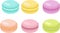 Cake macaron or macaroon Vector Illustration, colorful almond cookies, pastel colors