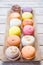 Cake macaroons of different colors.