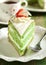 Cake with Matcha and strawberry