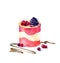 The cake round shape dessert cake watercolor