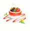 The cake round shape dessert cake watercolor