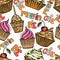 Cake seamless pattern