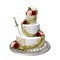 Cake with Silver Blade Isolated