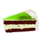 Cake slice, hand drawn VECTOR sketch. Green cream cake.