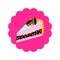 Cake slice with macaroons on top vector cartoon icon.
