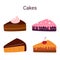 Cake slice set. Pastry for holidays. Sweet delicious cream