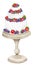 Cake on a stand decorated with strawberries, raspberries, blueberries. Watercolor holiday clipart