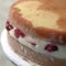 Cake with strawberries and custard cream