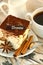Cake tiramisu and coffee