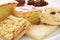 Cake and tray bake selection on white background