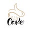 Cake vector calligraphic text with logo. Sweet cupcake with cream, vintage dessert emblem template design element. Candy