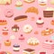 Cake vector chocolate confectionery cupcake and sweet confection dessert with caked candies illustration confected donut