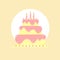 Cake yellow. Birthday cake. Postcard. Bakery. For bakery or store. Banner, illustration, flyer. candles