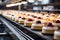 Cakes on an Automated Circular Conveyor in a Bakery Food Factory's Production Line. AI