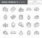 Cakes and cookies theme pixel perfect thin line icons. Set of elements of pie, brownie, biscuit, tiramisu, roll and other dessert