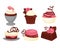Cakes and cupcakes pastry sweet desserts vector icons set