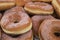 Cakes in the form of rings with filling sprinkled with sugar crumbs