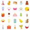 Cakes icons set, cartoon style