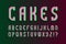 Cakes layered alphabet. Colored 3d font. Isolated english alphabet
