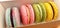 Cakes macaroons. Cookies macaroons. Multicolored cakes and cookies.
