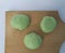 Cakes made from flour and other ingredients are named bakpao with green color