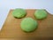 Cakes made from flour and other ingredients are named bakpao with green color