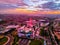 Cakung, East Jakarta, Indonesia (02/Mei/2019) : Aerial view of the sunset with colorful clouds at Aeon Mall JGC