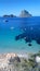 Cala Dhort beach Ibiza with Es Vedra