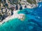 Cala Goloritze, Orosei Gulf, East Sardinia, Italy. Aerial view