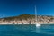 Cala Luna beach and sailing boat from seaside