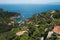 Cala Piccola, province of Grosseto, village and beach near Porto Santo Stefano photographed with drone.