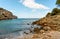 Cala Rossa inside the Sicilian Nature Reserve, Mediterranean sea landscape, Terrasini, taly