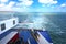 CALAIS, FRANCE, AUGUST 10 2016: The wake and the stern of the P&O Ferries cross channel ferry to France