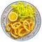 Calamari  in a batter of tempera flour and fresh salad with lemon