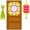 Calamus and Door icon Dragon Boat festival related vector